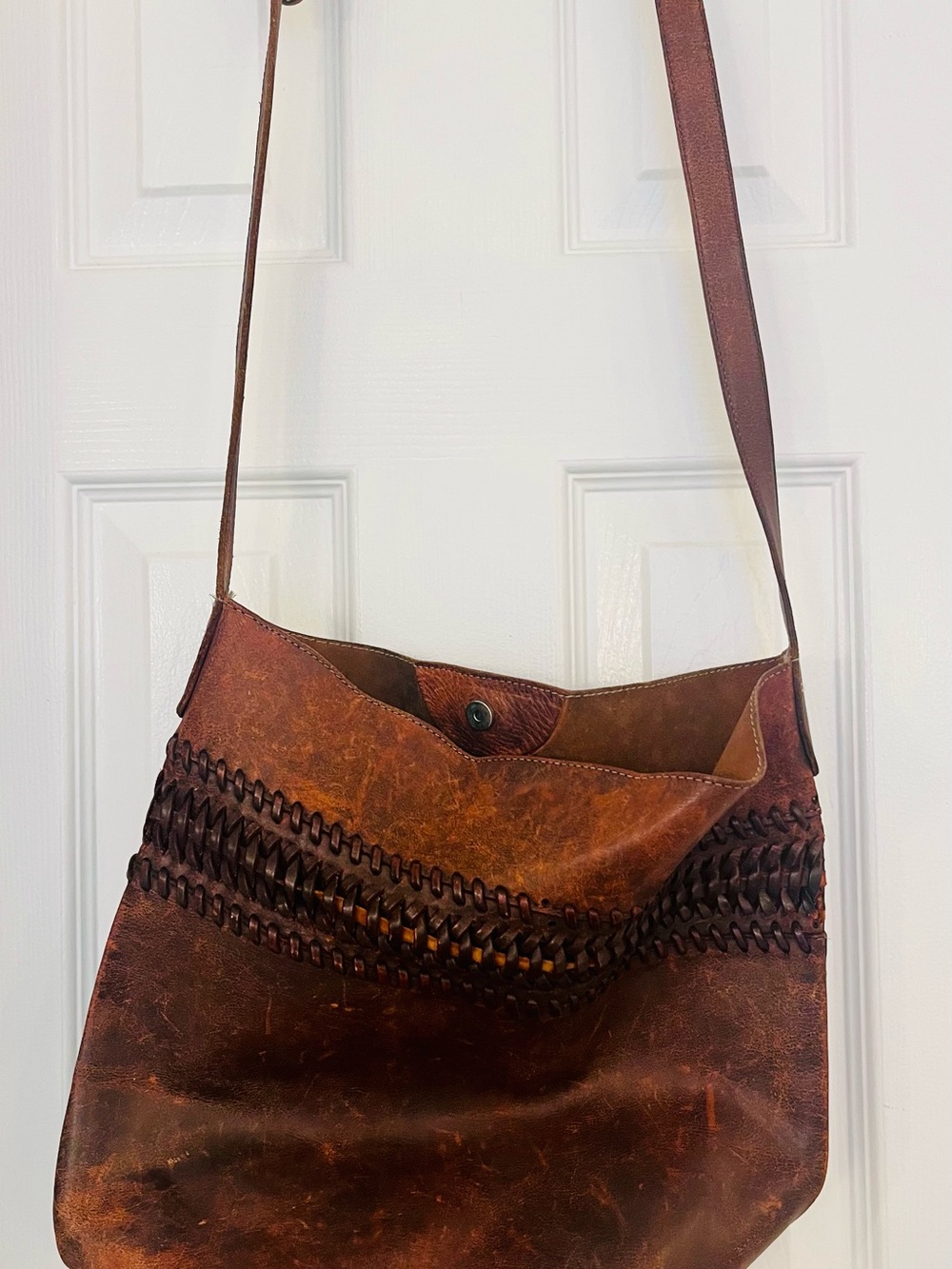 100% Genuine Leather UNISA Handmade Brazil Bucket Bag Soft Distressed Cowhide